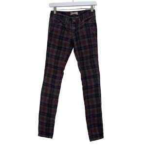 Free People Corduroy Plaid Pants Skinny Size 25